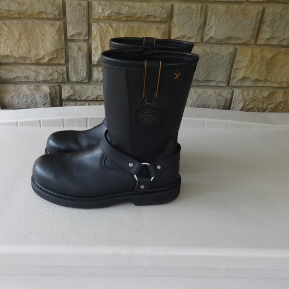Harley Davidson Wellington Harness steel toe boots, men's size 12M, side zip, LN - Picture 1 of 15